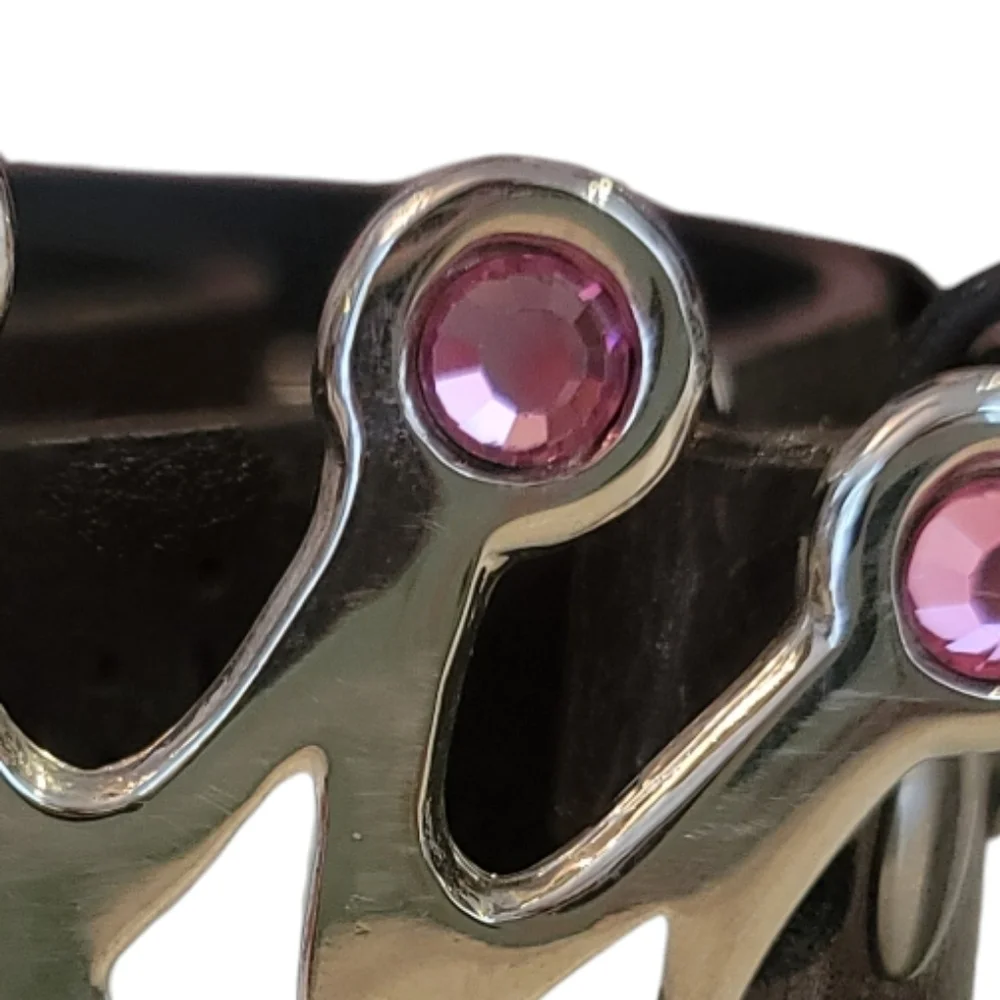 Tilt adjustable Belt with Crown pink jeweled buckle